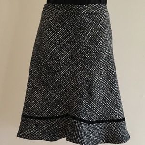 Boucle Tweed Skirt with Velvet Trim